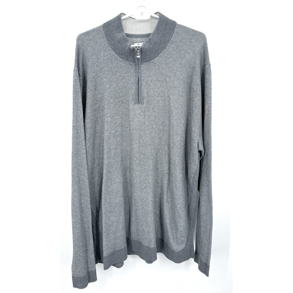 Tommy Bahama XXLT Gray Islandzone Cotton Blend 1/4 Zip Long Sleeve Shirt - Picture 1 of 6